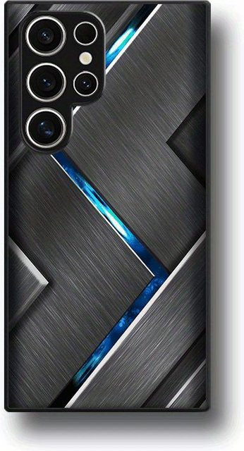 Handyhülle aus gehärtetem Glas mit Metalltextur für Samsung Galaxy S26 S25 S24 S23 S22 FE Ultra Plus in Schwarz - Bild 1