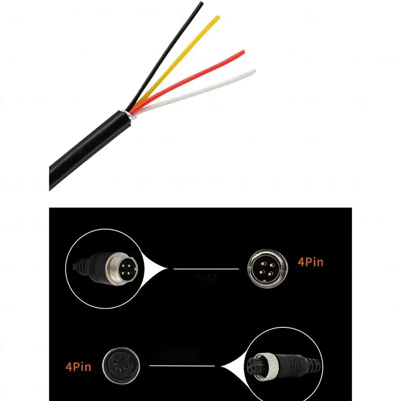 QXNY 4-poliges Luftfahrt-Signalkabel GX12 in Schwarz für Auto-Rückfahrkamera, DVR, Video, CCTV-Monitor und Subwoofer - Bild 3