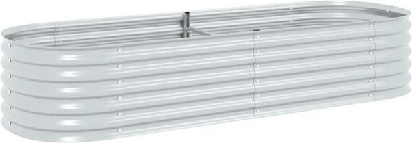 DELUKE Rundes Hochbeet BLUMO aus verzinktem Stahl in Silber, Durchmesser: 240 cm, Höhe: 44 cm