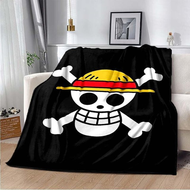 Anime One Piece 3D-gedruckte Fleece-Steppdecke in Schwarz, B/H: 150 x 200 cm - Bild 1