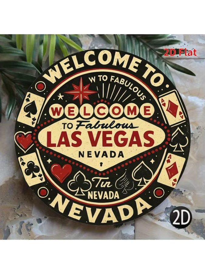 Potdemiel Welcome to Las Vegas Neonschild Metallwandkunst im Retro-Design, Rot und Schwarz - Bild 7