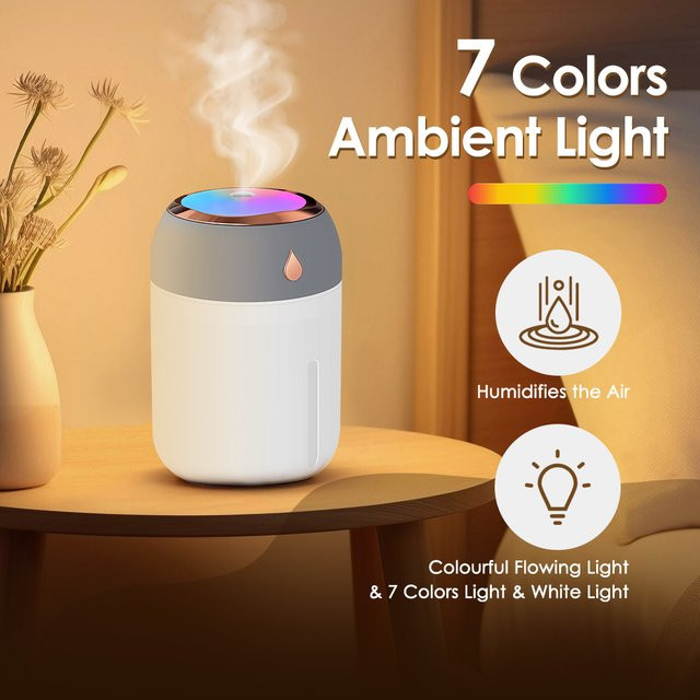 FLAREMORE Aroma Diffusor und Luftbefeuchter mit LED Nachtlicht, Weiß, 320 ml - Bild 1