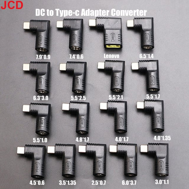 JCD 65W Laptop Netzteil Adapter USB Typ-C auf DC Stecker in Schwarz für Lenovo HP DELL ASUS - Bild 1
