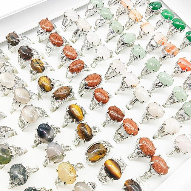 OWLMS Ringe, Naturstein, Kristall, Silber, Damen - Bild 1