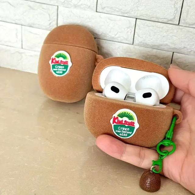 3D Kiwi Silikon Schutzhülle für Apple AirPods 1 2 3 Pro und AirPods 4 in Grün und Braun - Bild 1