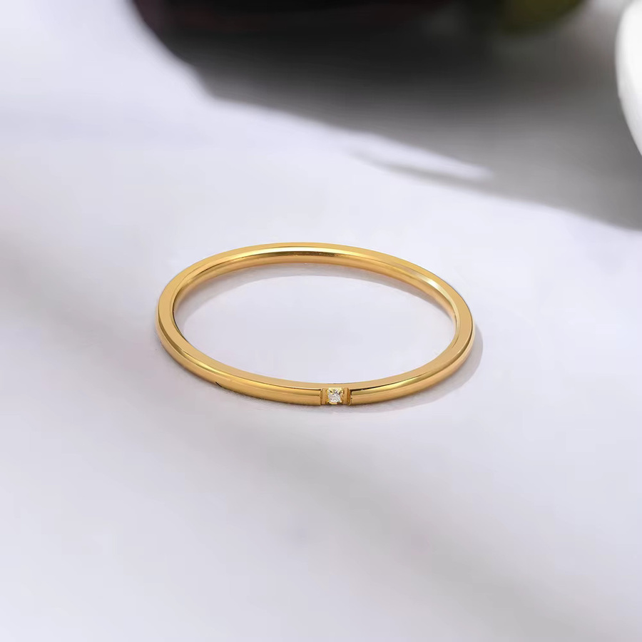 Ring Edelstahl, Zirkonia, Punk, Damen, Gold - Bild 1