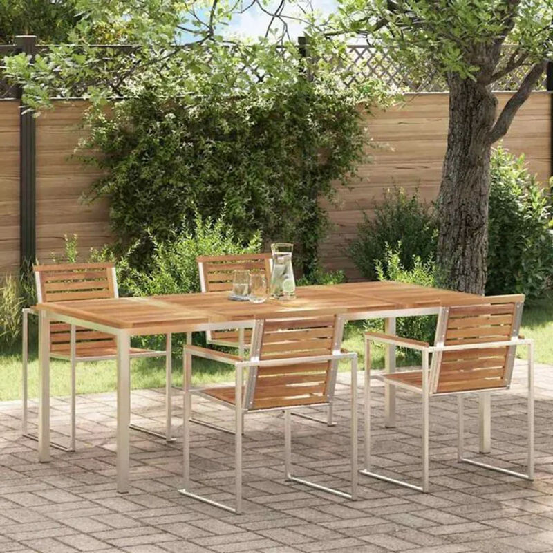 Vidaxl Esstisch für draußen aus Teak-Massivholz in Braun B/T/H: 200 x 90 x 75 cm - Bild 1