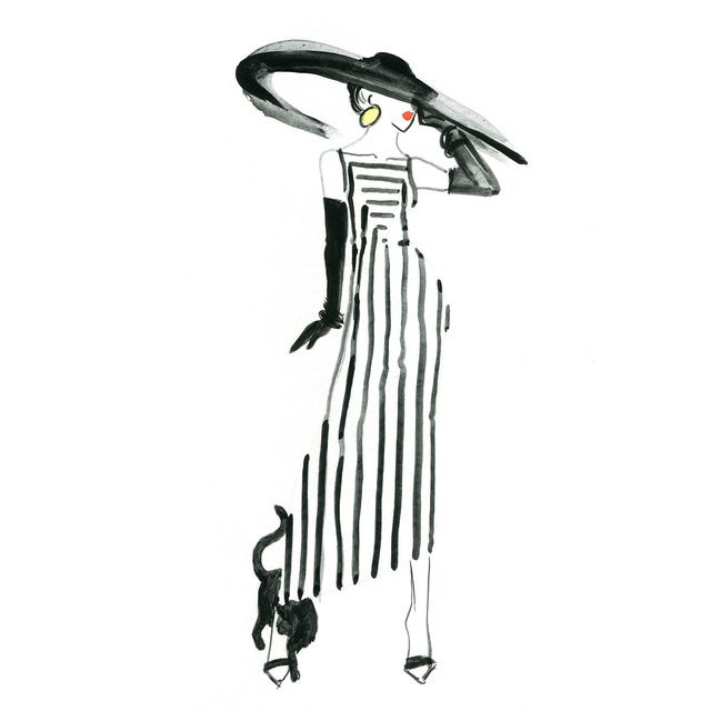 Glasbild PRO ART FASHION DRAWING I in Mehrfarbig/Bunt mit Acrylelementen, Breite: 30,0 cm, Höhe: 30,0 cm - Bild 1