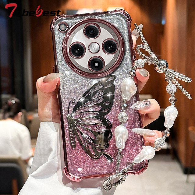 Tobebest Laser Butterfly Silikonhülle für Vivo X300 Pro Ultra mit stoßfester Beschichtung und Glitzer-Effekt in Silber - Bild 1