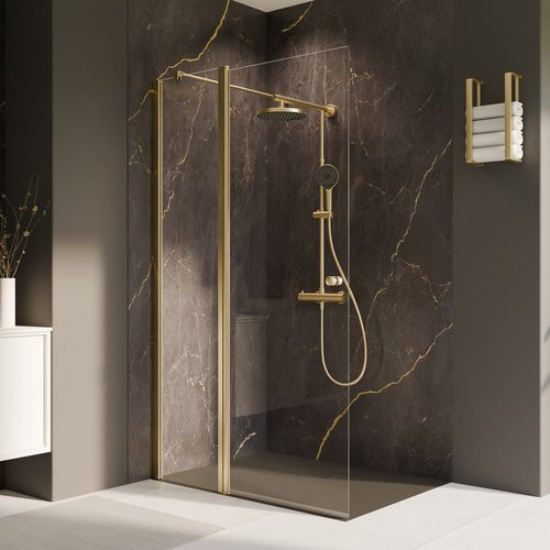 Breuer Duschwand Elana 2.0 Walk-In, Glas satiniert, goldfarben, B: 140 cm, H: 200 cm - Bild 1
