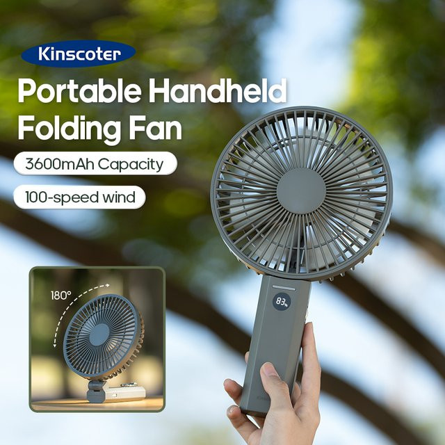 Kinscoter Tragbarer Handventilator Beige, Faltbarer Tischventilator mit 3600 mAh Akku, Wiederaufladbar, B/T/H: 27,9 x 16,1 cm - Bild 1