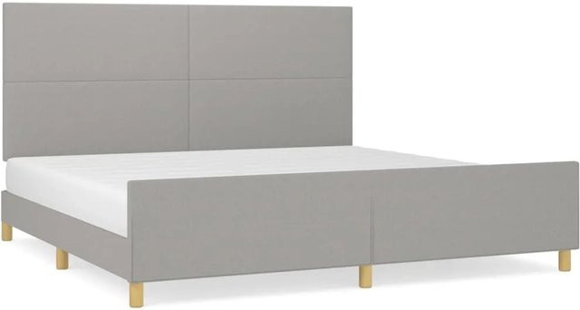 vidaXL Bettgestell mit Kopfteil in Hellgrau aus Stoff und Holz B/T/H: 200 x 203 x 128 cm - Bild 1