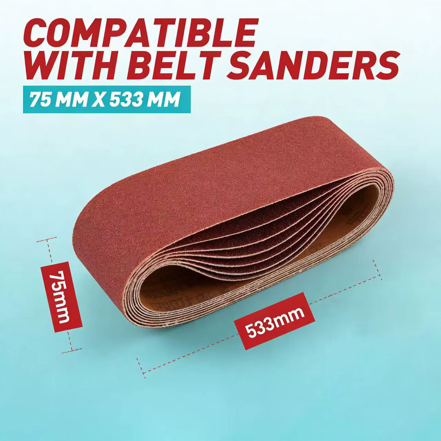 NuoDunco Schleifband aus Aluminiumoxid für Holzbearbeitung und Metallpolieren, Farbe: Braun, Breite: 5,33 cm, Länge: 53,34 cm - Bild 2