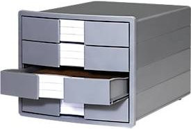 HAN Schubladenbox Impuls 2.0 Dokumentenbox mit 4 Schubladen im Format A4, stapelbar, geschlossen, Farbe: Grau - Bild 1