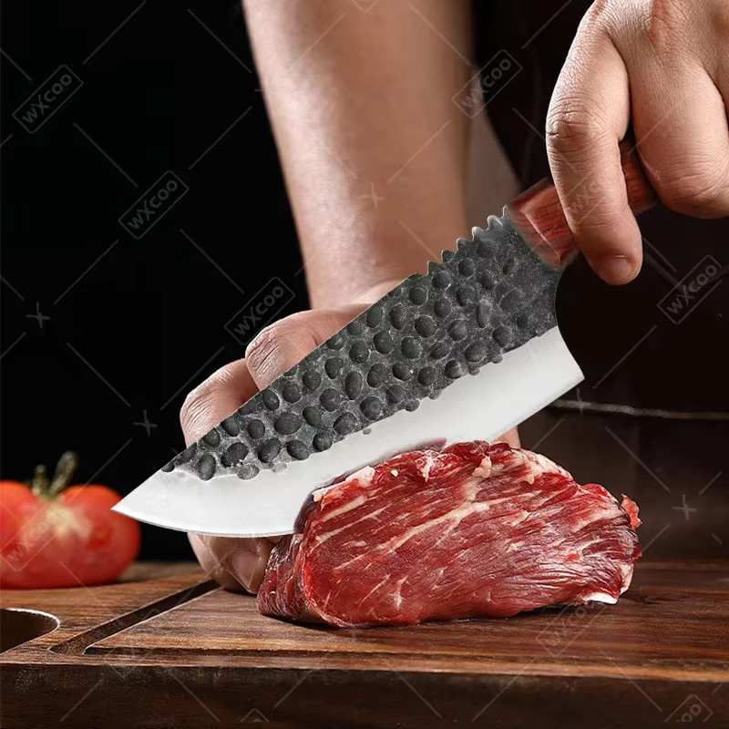 WXCOO Ultra-Messer aus geschmiedetem Edelstahl in Silber mit Holzgriff und Schutzhülle - Bild 3