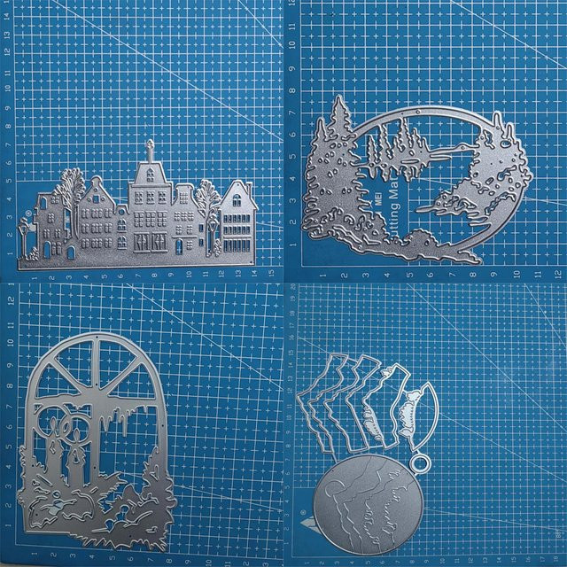 Metall Stanzformen Baum Berg Architektur für DIY Scrapbooking und Papierdekoration in Silber - Bild 1