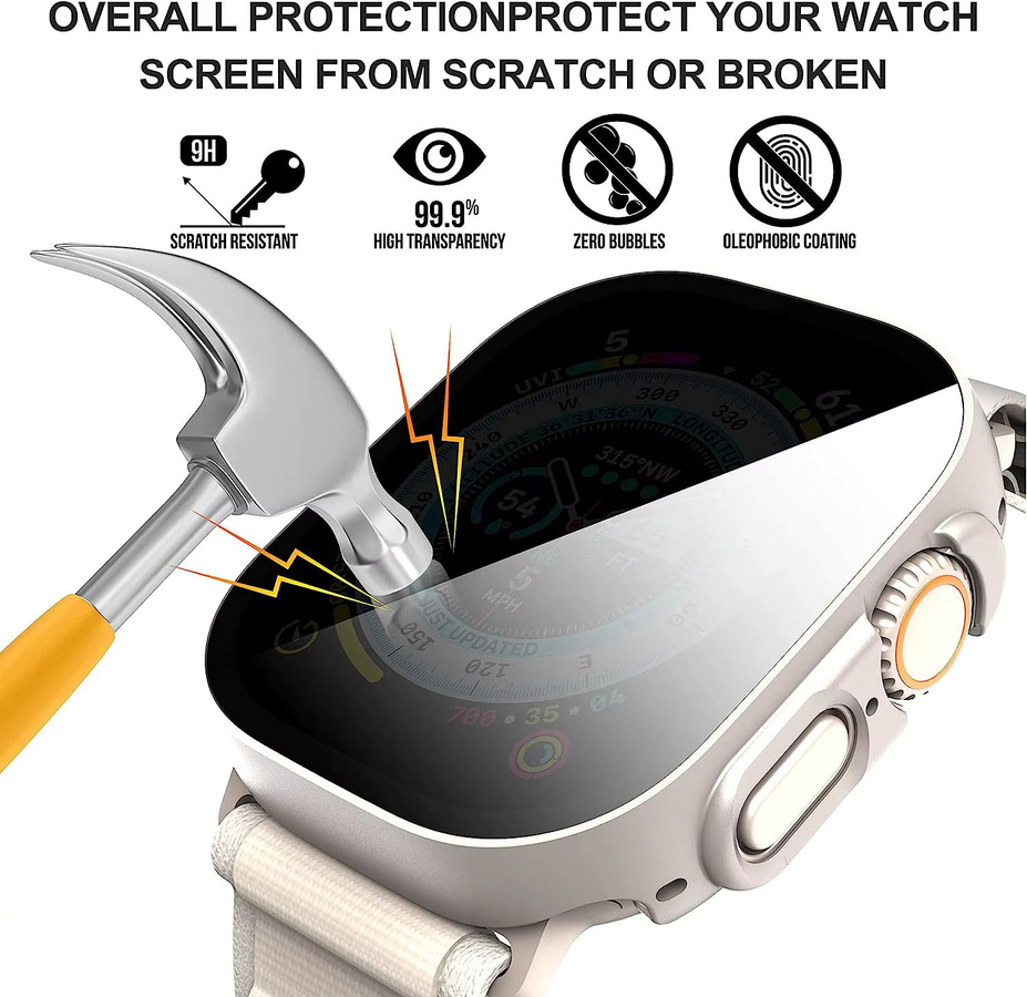 LCAPLE Displayschutzfolie für Apple Watch, gehärtetes Glas, Anti-Spion - Bild 4
