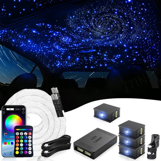 VASTFIRE RGBW Glasfaser-Sternenhimmel-Beleuchtung mit APP-Steuerung für Auto und Zuhause, Multicolour, Schwarz - Bild 1