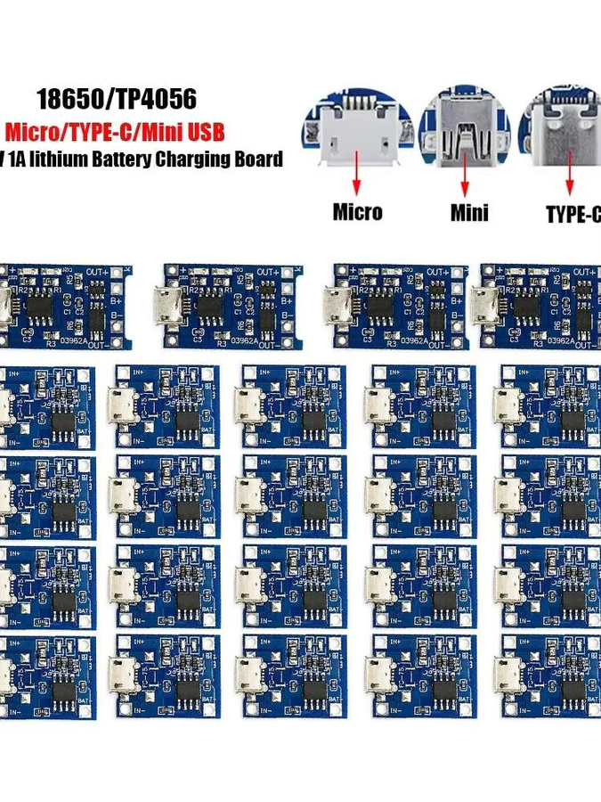 BRYNTHORX TP4056 5V 1A Lithium-Batterielademodul mit Schutzfunktion für 18650 Batterien, Blau - Bild 3