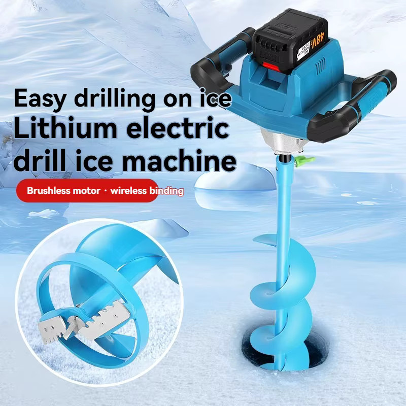 Kabelloser Lithium-Elektro-Erdbohrer 1200W in Blau mit wiederaufladbarem Akku für Bodenbohrungen mit Bohrdurchmesser 10/12/15/20 cm - Bild 2