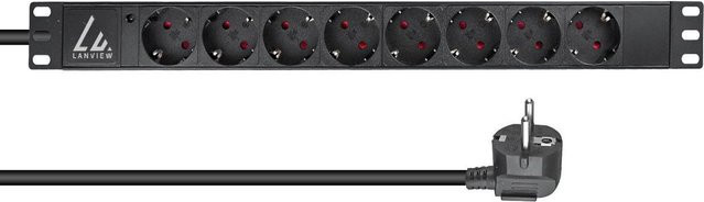 Lanview Stromverteilereinheit PDU LVR-2MSCH-LIC-SCH8 mit 8 AC-Ausgängen Typ F in Schwarz - Bild 1