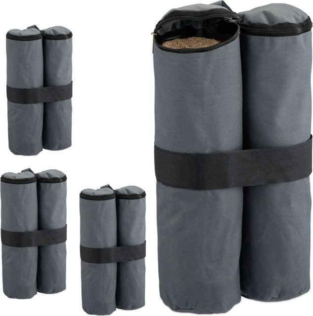 Relaxdays Pavillon Sandsäcke 4er Set aus grauem Polyester, wasserdicht, B/T/H: 40 x 42 x 1,5 cm - Bild 1