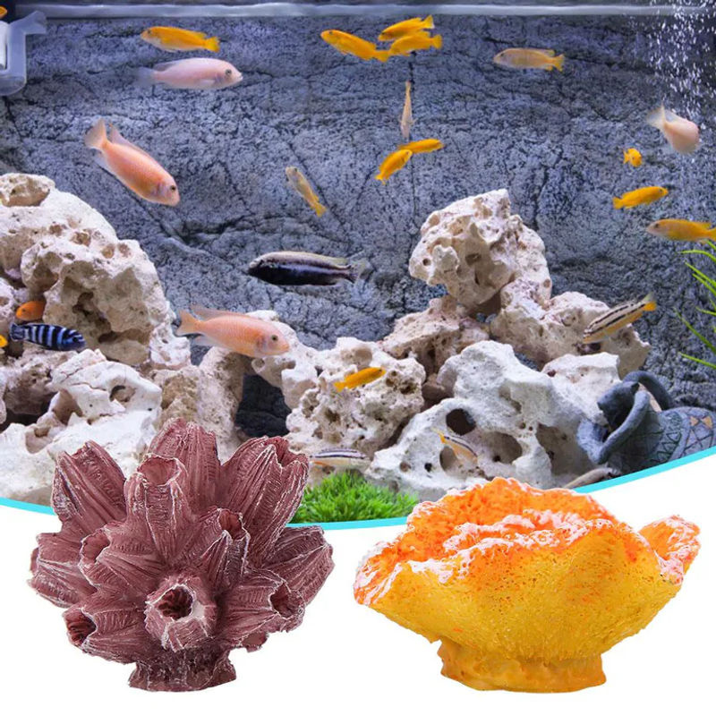 CosyHome 2er Set Künstliche Korallenpflanzen aus Kunstharz und Kunststoff als Unterwasser Dekoration für dein Aquarium in Mehrfarbig - Bild 2