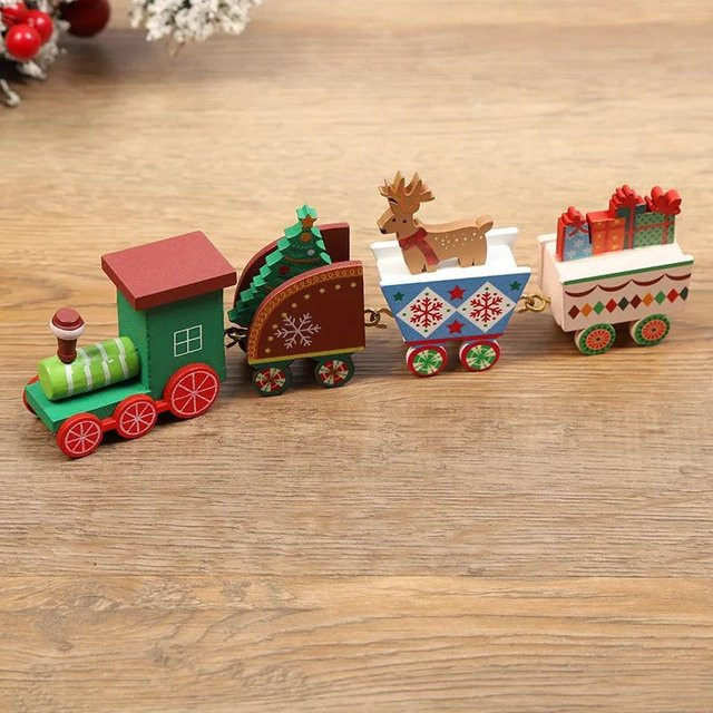 Dekorativer Weihnachts-Holzzug in Braun und Multicolour für die Tischdekoration - Bild 1