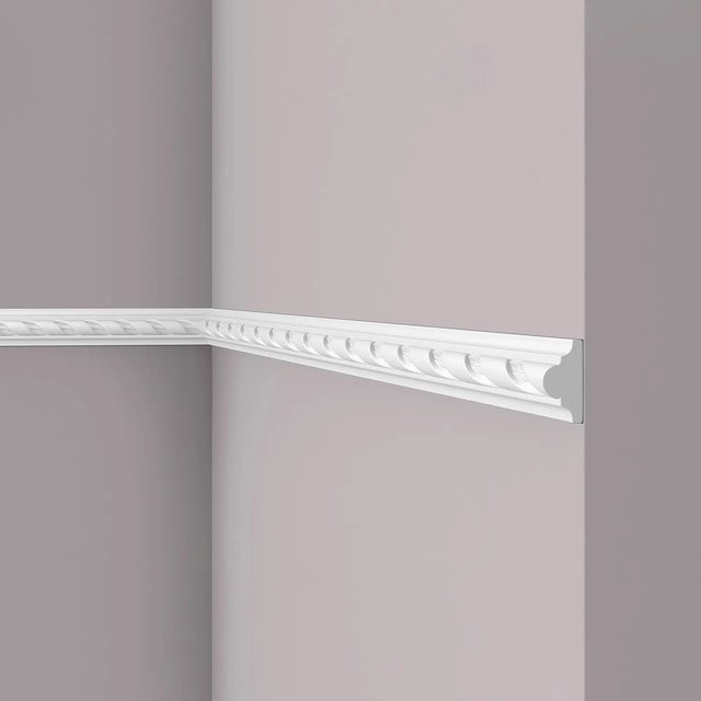 NMC Wallstyl Wand- und Friesleiste Zierleiste Stuckleiste Weiß, H x B x T: 3,8 x 1,8 x 200 cm - Bild 1