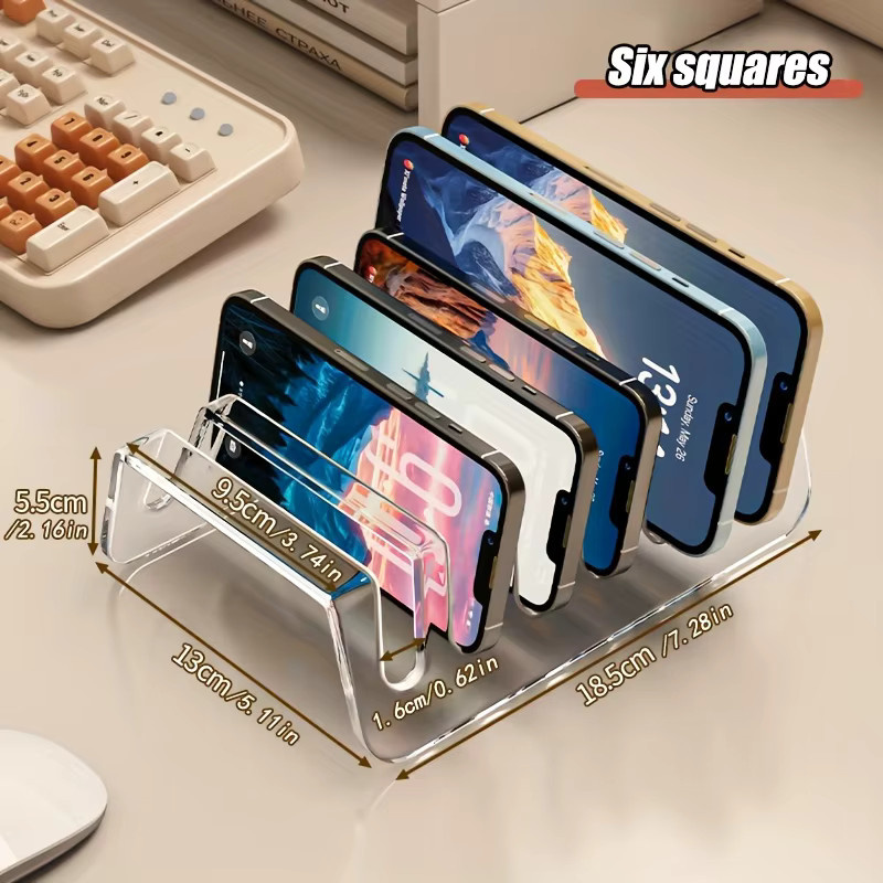 Multi-Geräte-Tablet-Halterung und Ladestation aus Acryl in Transparent, 6/8-Fächer Aufbewahrungsbox für Desktop-Handys und elektronische Geräte - Bild 3