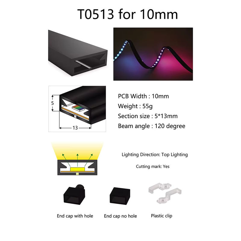 DENGKOO LED-Silikon-Neonschlauch Neon Flex als flexible Schutzhülle für WS2812-Streifen, Mattschwarz und Transparent - Bild 3