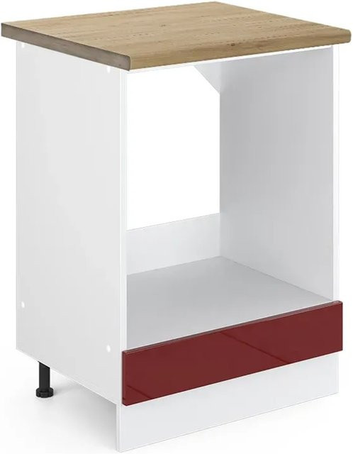 Vicco Herdumbauschrank R-Line Bordeaux Hochglanz Weiß Eiche Breite: 60 cm, Höhe: 81,6 cm, Tiefe: 60 cm - Bild 1