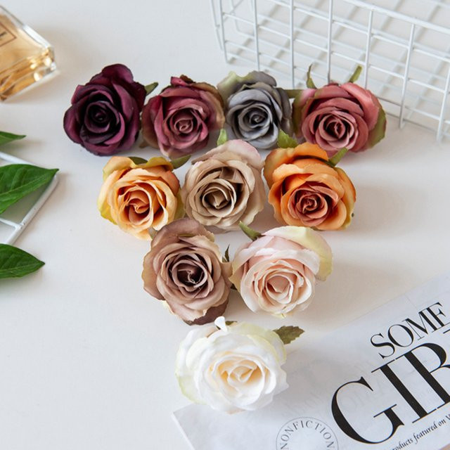 TTCY Künstliche Seidenrosen für DIY-Broschen und Dekorationen in Braun und Multicolor - Bild 1