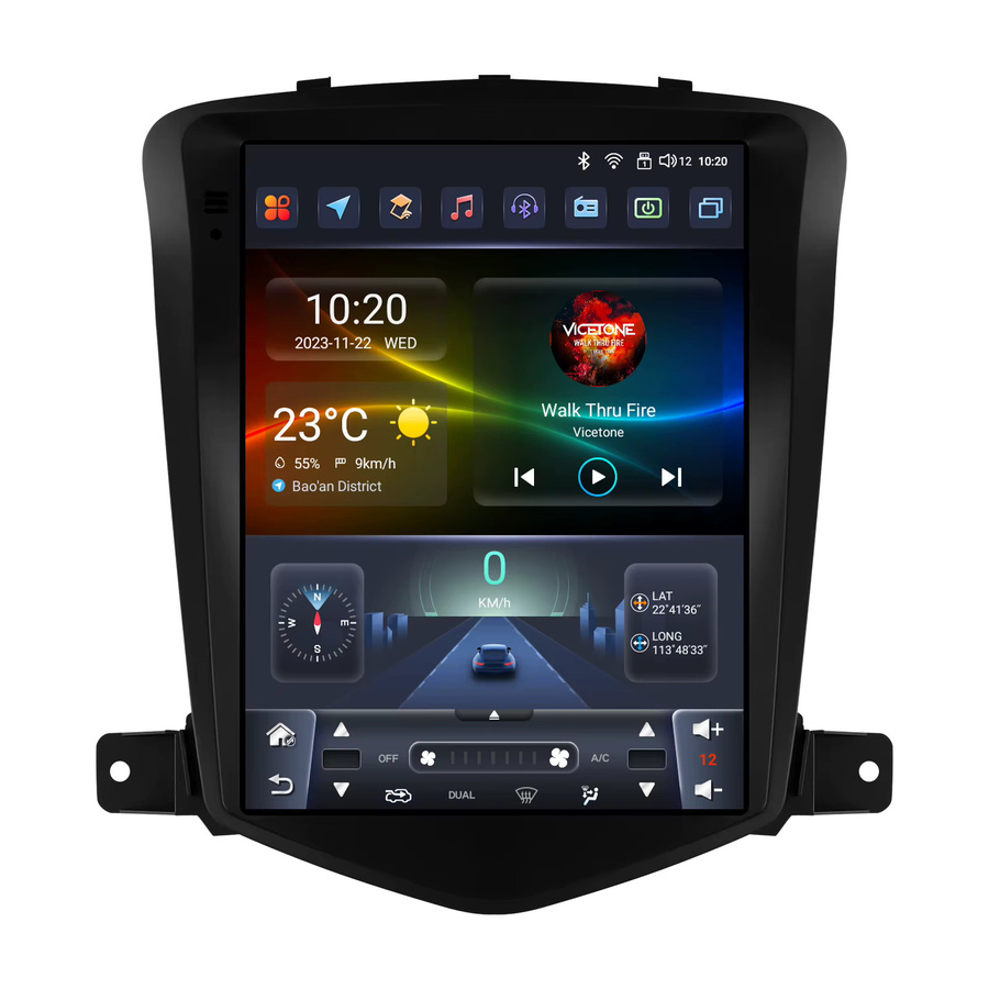 OSSURET 9,7 Zoll Wireless Carplay und Android Auto Multimedia-Player mit GPS und Bluetooth für Chevrolet Cruze J300 2008-2012, 2DIN Stereo in Schwarz - Bild 5