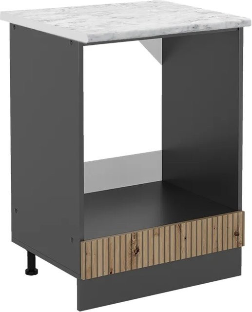 Vicco Herdumbauschrank R-Line Artisan-Eiche/Anthrazit mit Marmor-Optik, Breite: 60 cm, Höhe: 81,6 cm, Tiefe: 60 cm - Bild 1