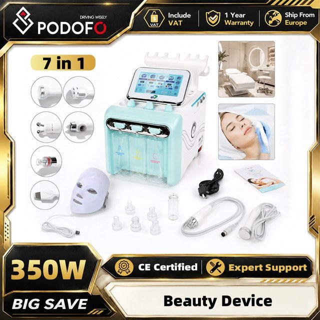 Podofo 6/7 in 1 Hydro-Wasser-Sauerstoff-Jet-Peel-Gerät, Gesicht, Unisex - Bild 1