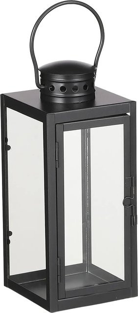 Mica Decorations Laterne Arzilla in Schwarz mit modernem Design aus Metall und Glas, B/T/H: 10 x 10 x 23,5 cm - Bild 1