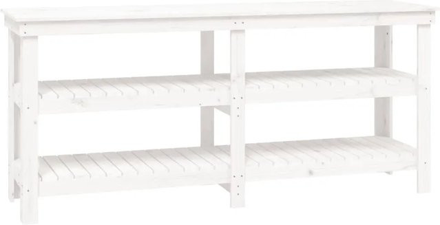 vidaXL Werkbank aus Massivholz Kiefer in Weiß mit rustikaler Optik, B/T/H: 181 x 50 x 80 cm - Bild 1