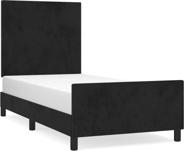 vidaXL Bettgestell mit Kopfteil aus Samt in Schwarz, B/T/H: 80 x 200 cm - Bild 1