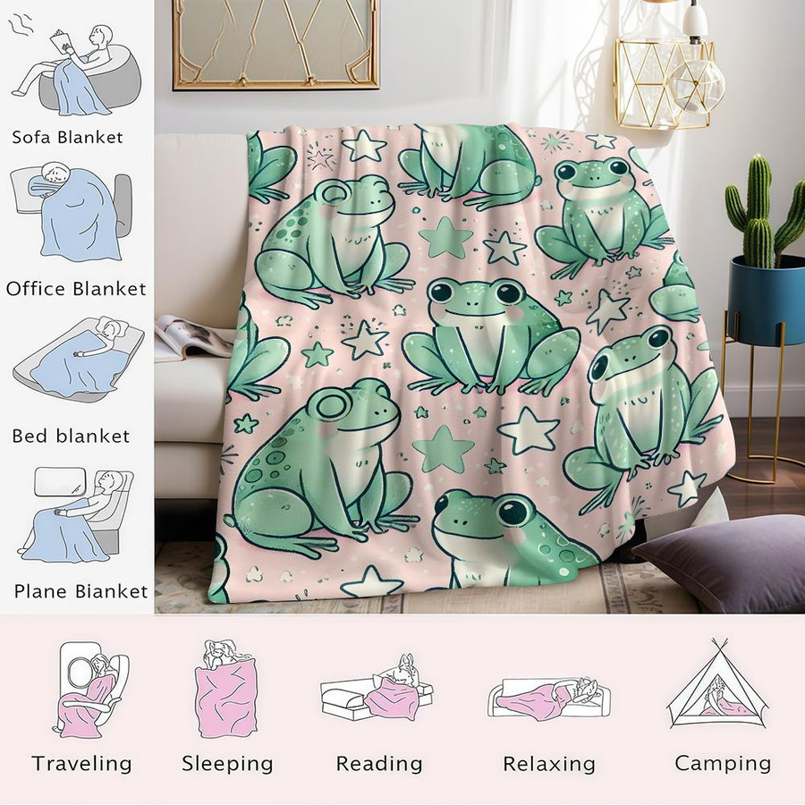JMG Household Supplies Flanell Decke Rosa Stern Frosch Design, Weich und Warm, B/H: 70 x 100 cm - Bild 3
