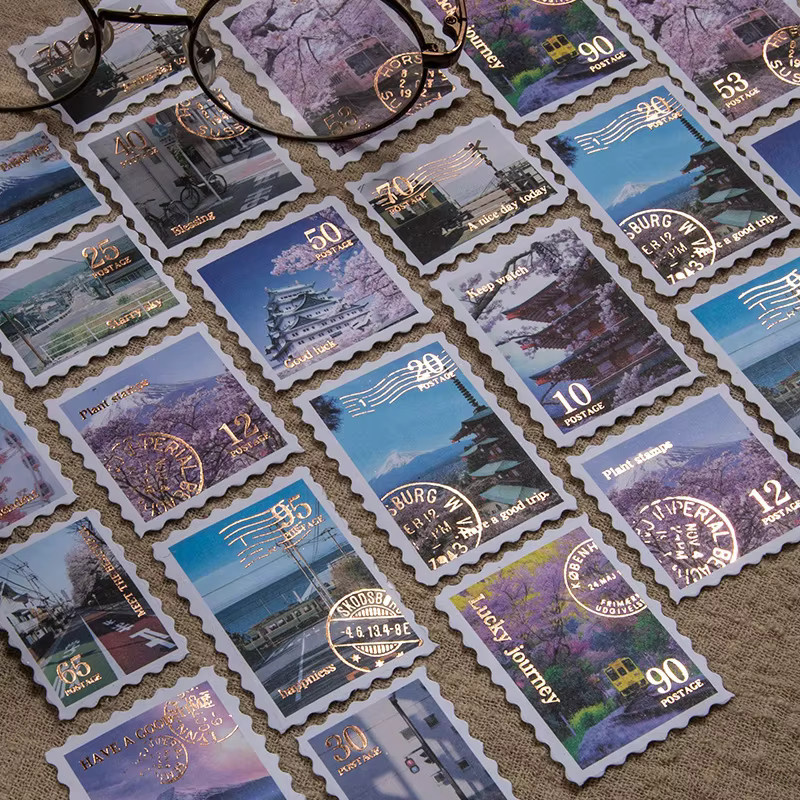 6style Reise-Philatelisten-Stempel Set, 30 Stück dekorative Goldaufkleber für Scrapbook, Tagebuch und Journal - Bild 2