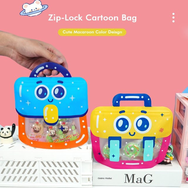Bunte Cartoon Geschenkbeutel aus Kunststoff für Kindergeburtstage und Feiern, Macaron Farben - Bild 1