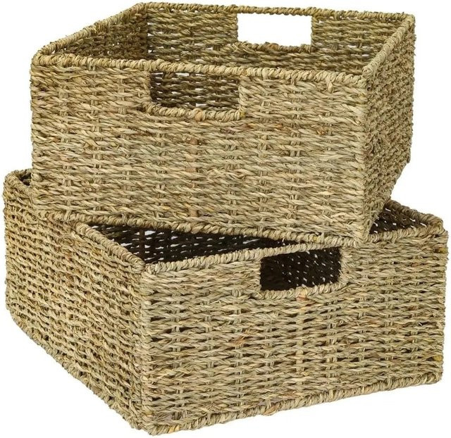 HMF Aufbewahrungskorb aus geflochtenem Seegras in Beige, passend für Kallax, B/T/H: 30 x 34 x 15 cm - Bild 1