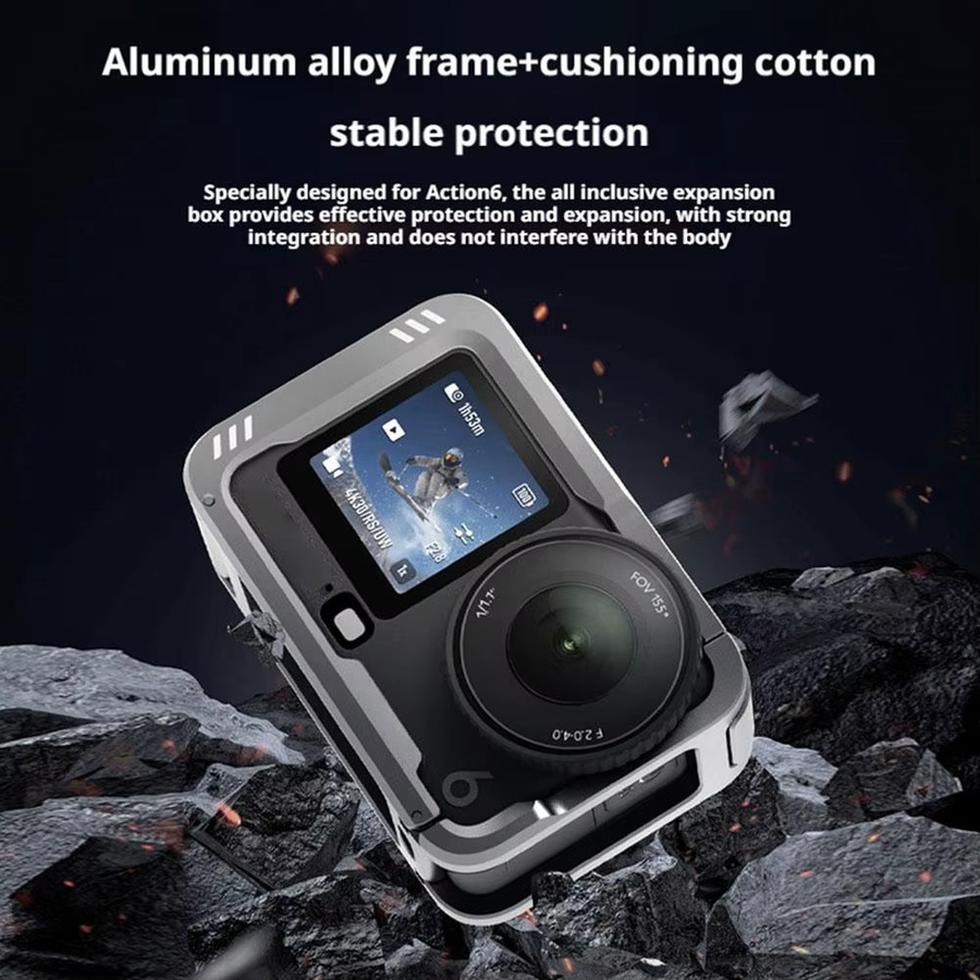 DJI Osmo Action 6 Metall-Erweiterungshalterung aus Aluminiumlegierung in Grau für Rundumschutz und Kamerazubehör - Bild 3