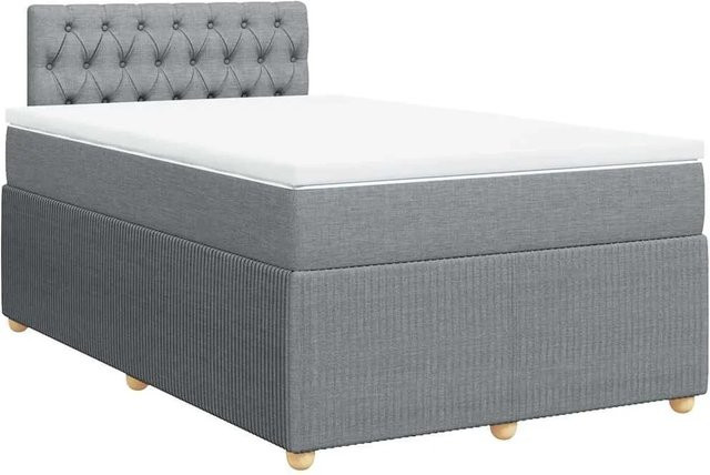 vidaXL Hybrid-Boxspringbett mit Matratze und USB-Ladeport in Hellgrau, B/T/H: 120 x 200 x 100,5 cm - Bild 1