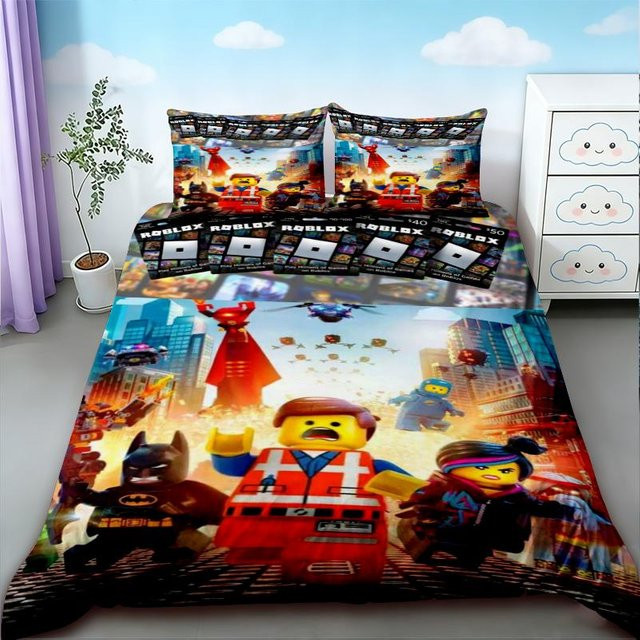 Roblox Kinder Bettwäsche Set mit Deckenbezug und Kissenbezug, Mehrfarbig, Mikrofaser, B/H: 135 x 200 cm - Bild 1