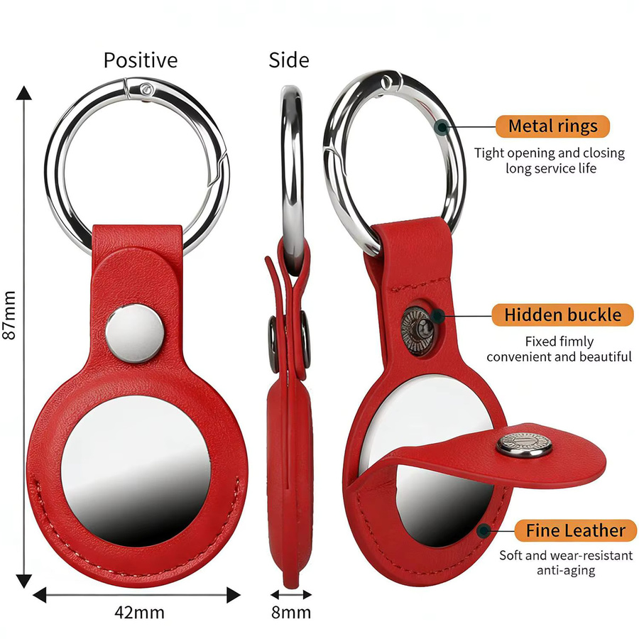 XDcase Schutzhülle aus veganem Leder für AirTag 1. und 2. Generation in Braun mit Metallring - Bild 2