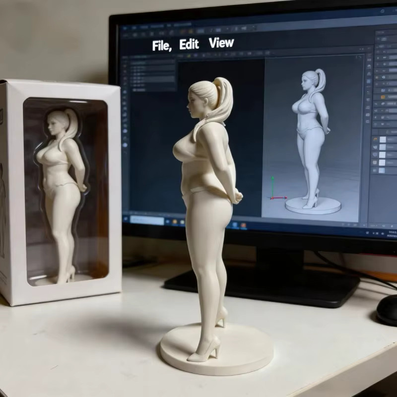 CELEBON 3D-Gedruckte Göttin-Figur im Badeanzug als stereoskopische Desktop-Skulptur, Farbe: Weiß, Höhe: 12,0 cm, Breite: 12,0 cm, Tiefe: 12,0 cm - Bild 2
