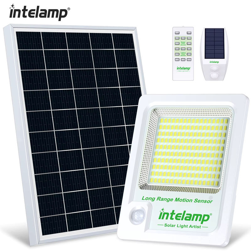 Intelamp Solar Außenleuchte mit Bewegungssensor und Fernbedienung, Weiß, Wandstrahler für Garten und Veranda - Bild 2