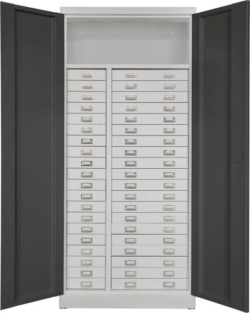 PROREGAL Schubladenschrank Chinchilla mit 40 Schubladen und 1 Ablageboden aus Stahl, Farbe: Lichtgrau/Anthrazitgrau, H x B x T: 179 x 80 x 41 cm - Bild 1